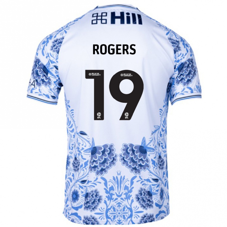 Kids Football Beatrice Rogers #19 White Blue Away Jersey 2024/25 T-Shirt Nz