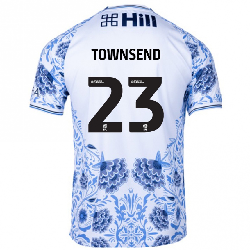 Kids Football Eleanor Townsend #23 White Blue Away Jersey 2024/25 T-Shirt Nz