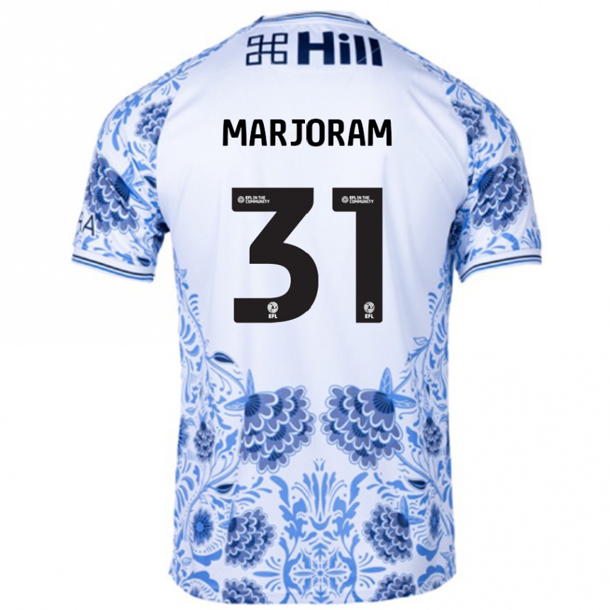 Kids Football Sophie Marjoram #31 White Blue Away Jersey 2024/25 T-Shirt Nz