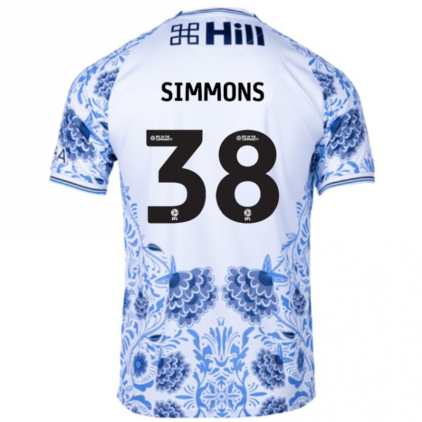 Kids Football Bella Simmons #38 White Blue Away Jersey 2024/25 T-Shirt Nz