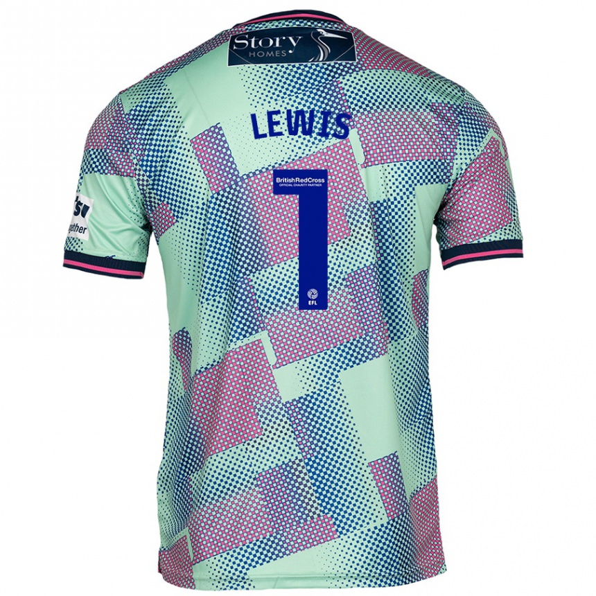 Kids Football Harry Lewis #1 Green Away Jersey 2024/25 T-Shirt Nz