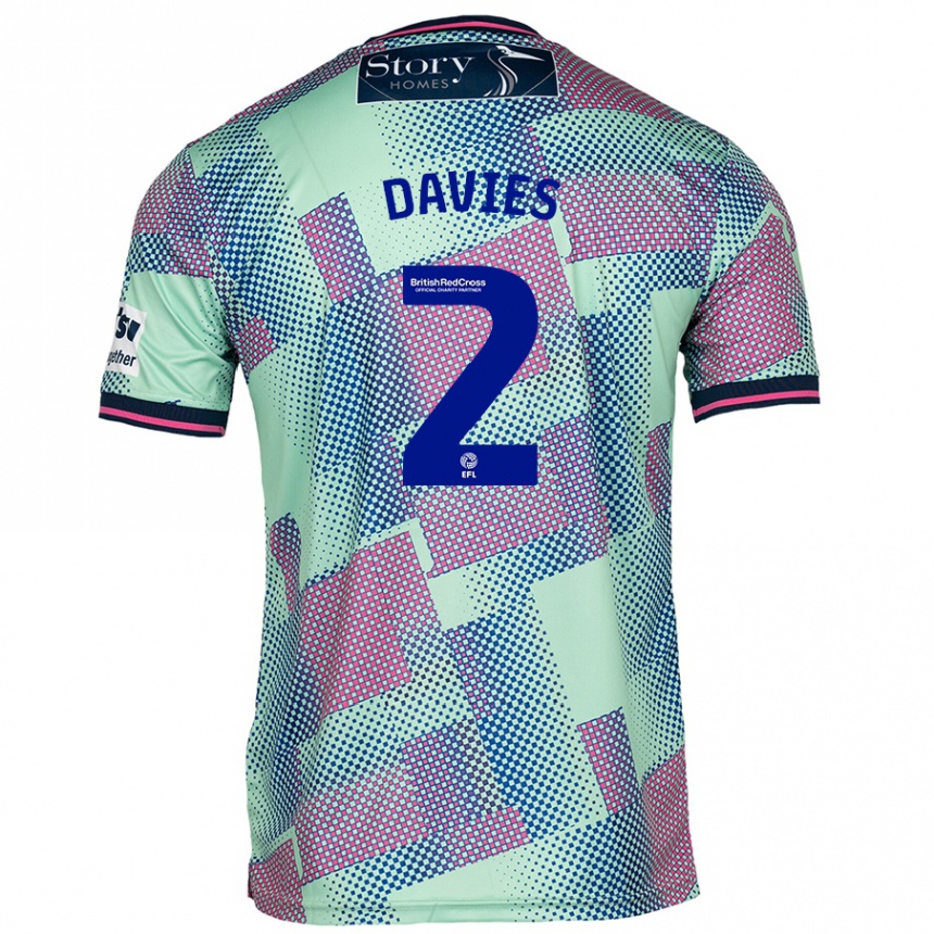 Kids Football Archie Davies #2 Green Away Jersey 2024/25 T-Shirt Nz