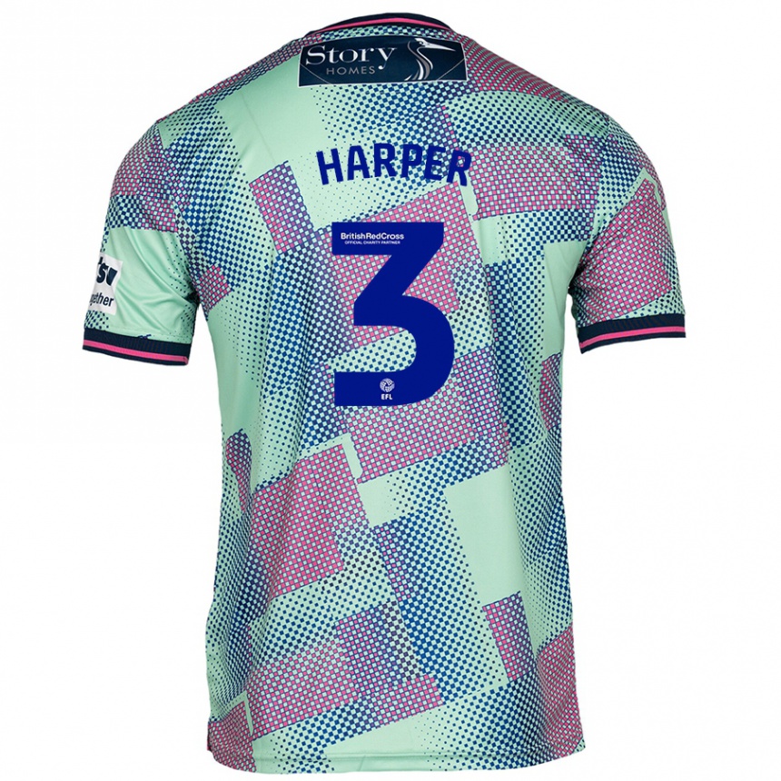 Kids Football Cameron Harper #3 Green Away Jersey 2024/25 T-Shirt Nz