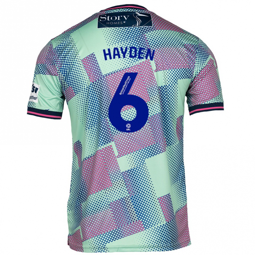 Kids Football Aaron Hayden #6 Green Away Jersey 2024/25 T-Shirt Nz