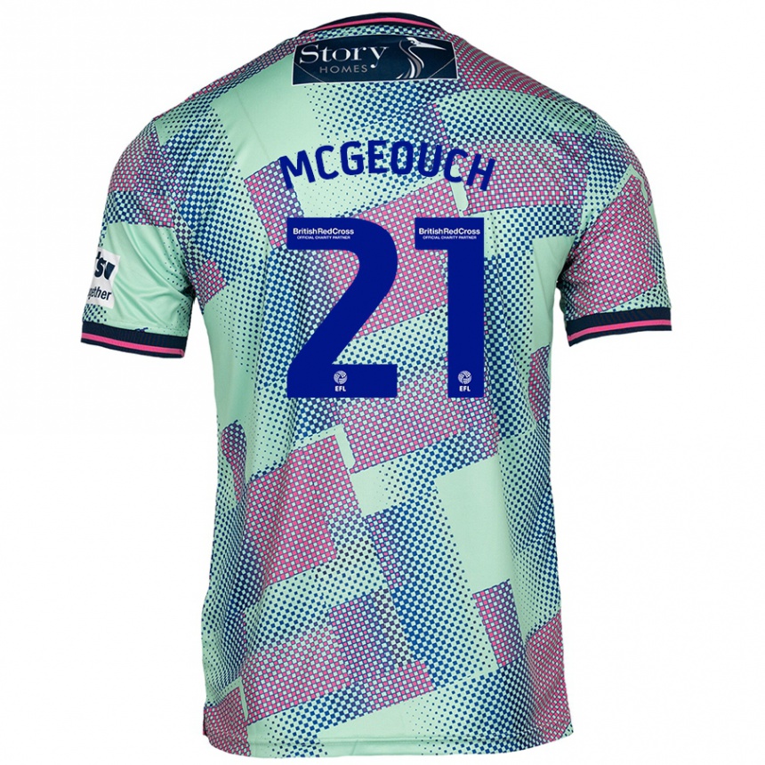 Kids Football Dylan Mcgeouch #21 Green Away Jersey 2024/25 T-Shirt Nz