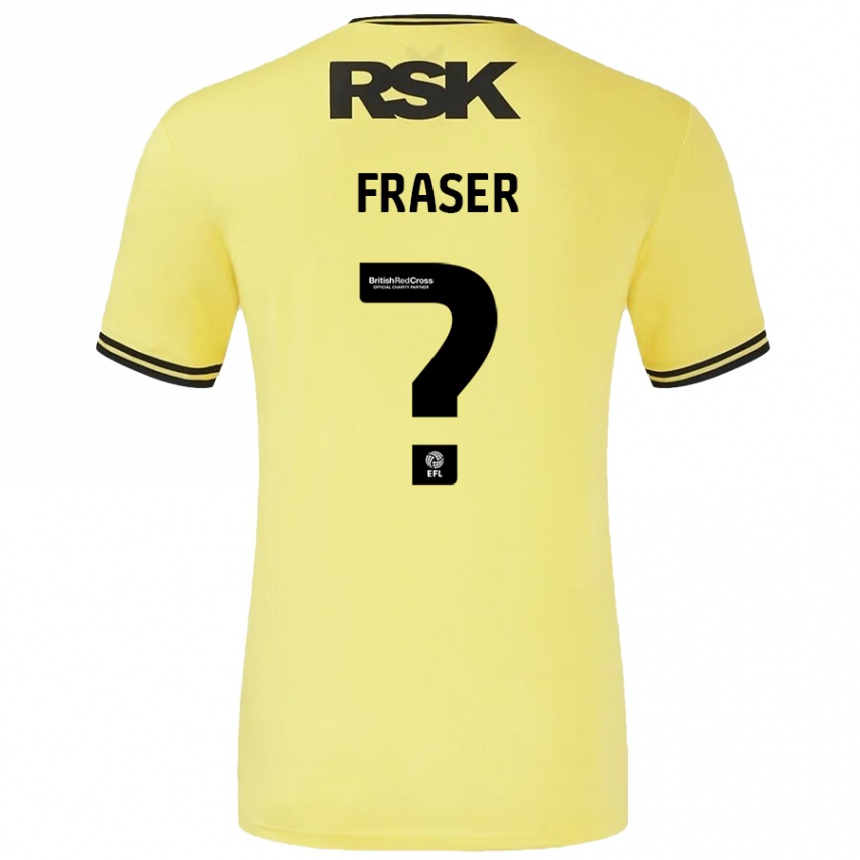 Kids Football Scott Fraser #0 Yellow Black Away Jersey 2024/25 T-Shirt Nz