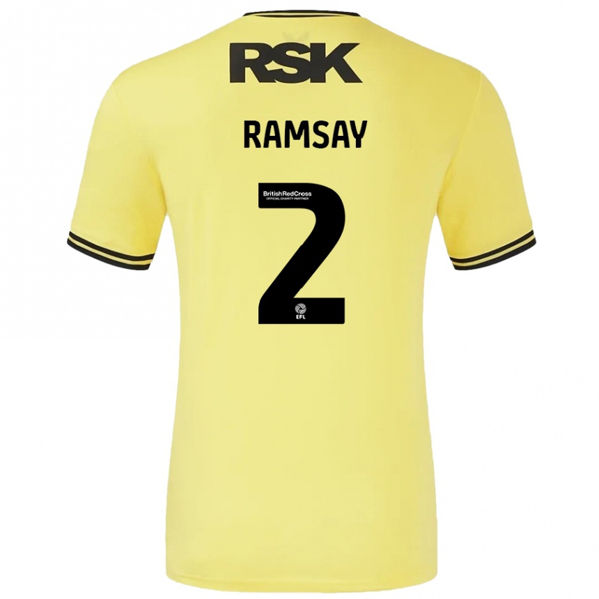 Kids Football Kayne Ramsay #2 Yellow Black Away Jersey 2024/25 T-Shirt Nz