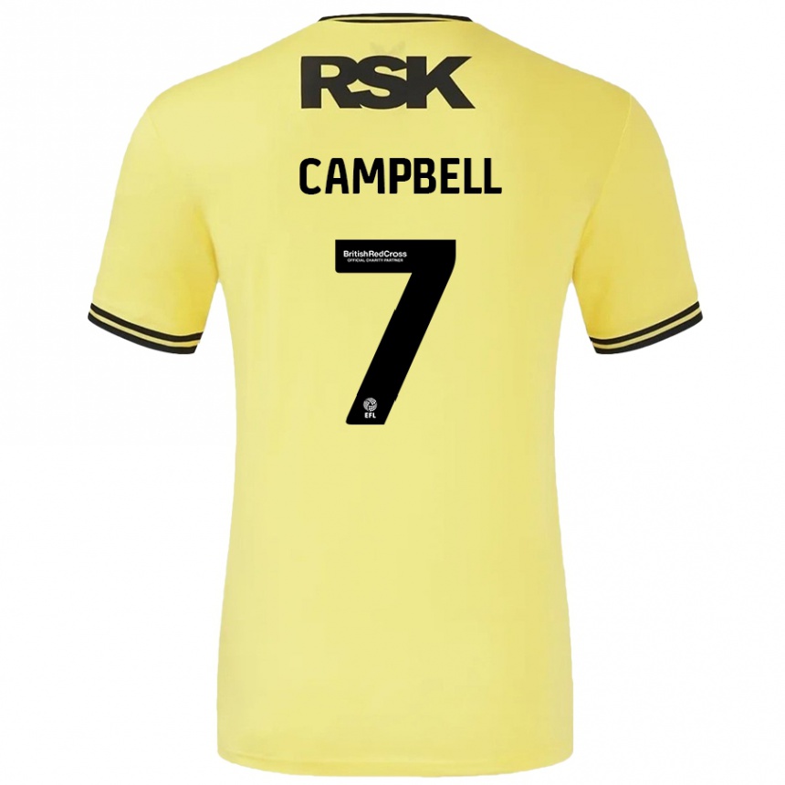 Kids Football Tyreece Campbell #7 Yellow Black Away Jersey 2024/25 T-Shirt Nz