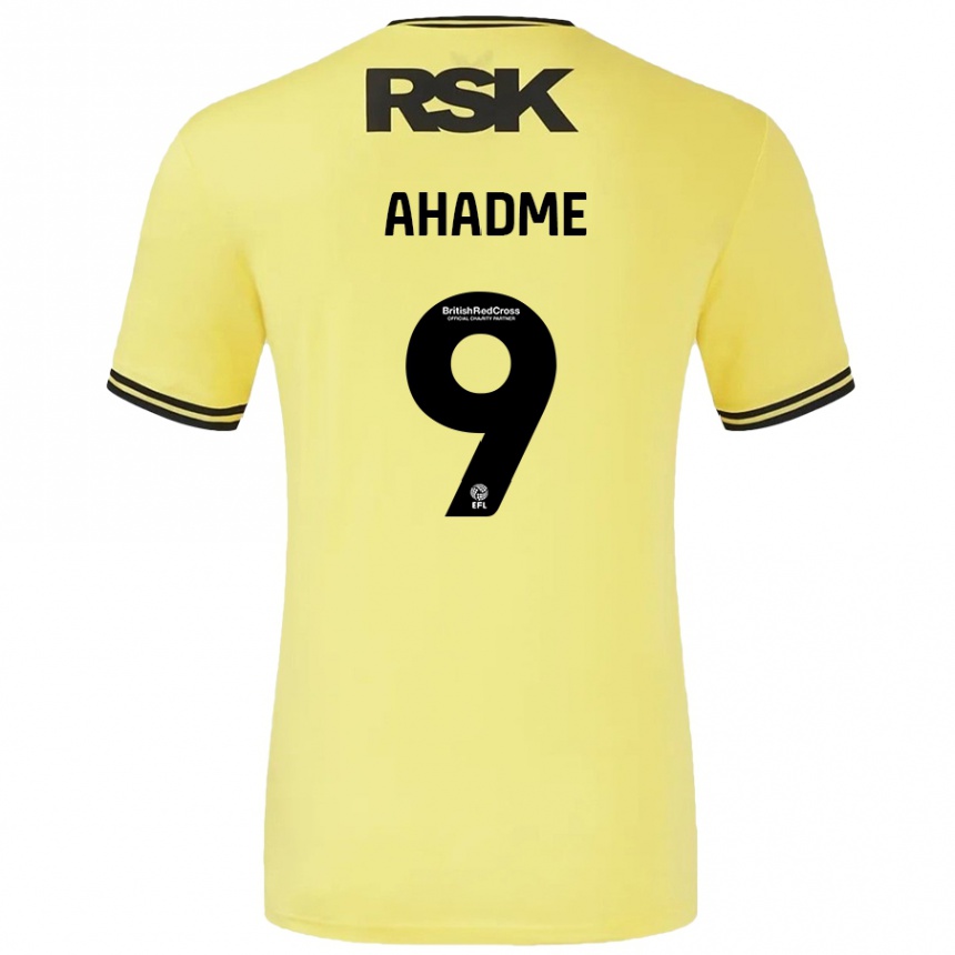 Kids Football Gassan Ahadme #9 Yellow Black Away Jersey 2024/25 T-Shirt Nz