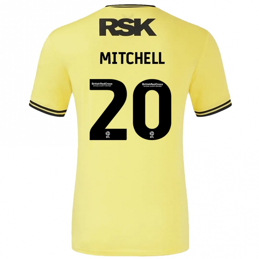 Kids Football Zach Mitchell #20 Yellow Black Away Jersey 2024/25 T-Shirt Nz