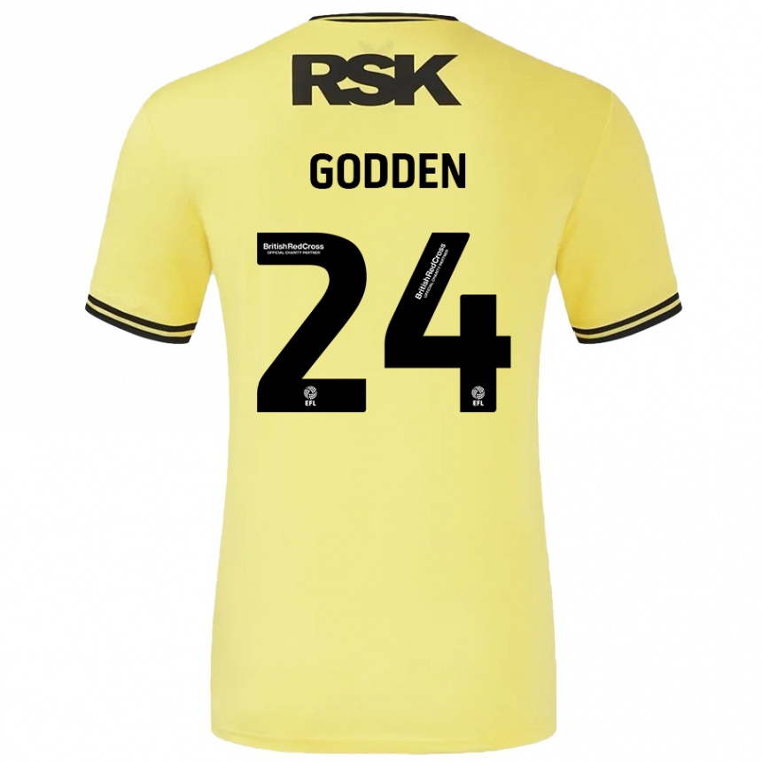 Kids Football Matt Godden #24 Yellow Black Away Jersey 2024/25 T-Shirt Nz