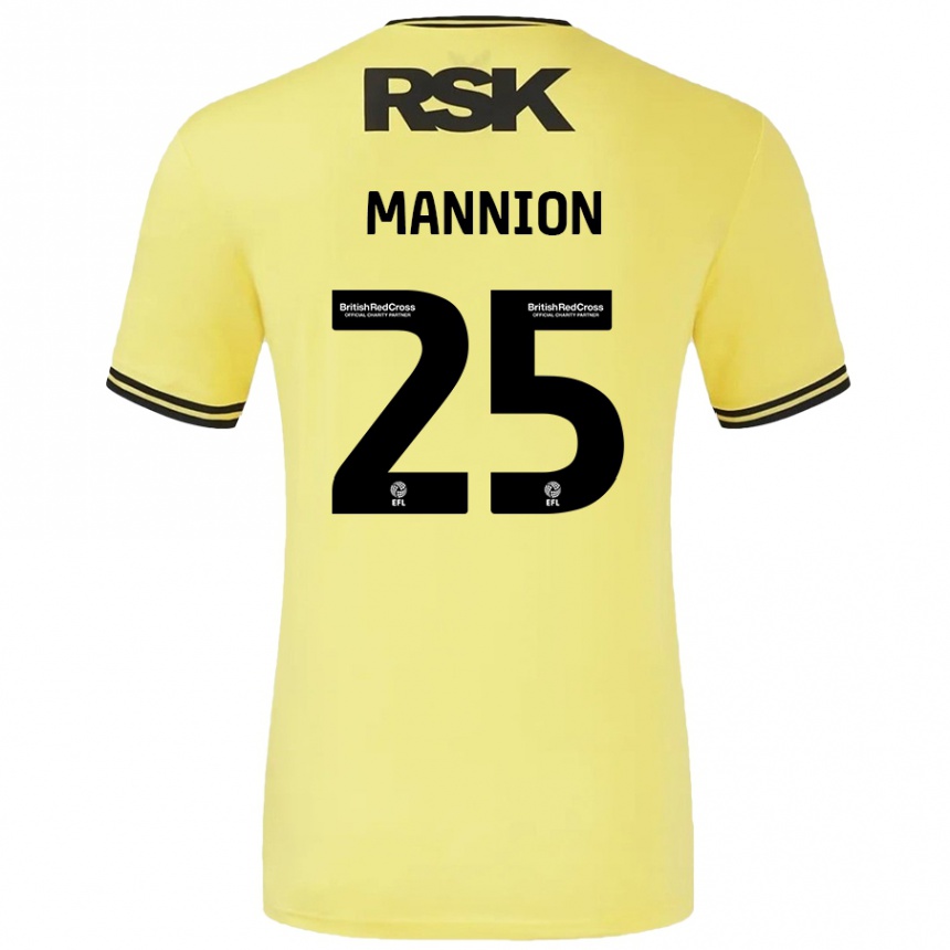 Kids Football Will Mannion #25 Yellow Black Away Jersey 2024/25 T-Shirt Nz