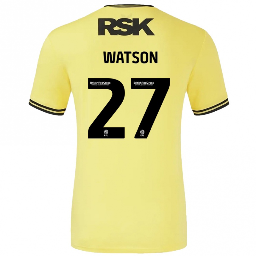 Kids Football Tennai Watson #27 Yellow Black Away Jersey 2024/25 T-Shirt Nz