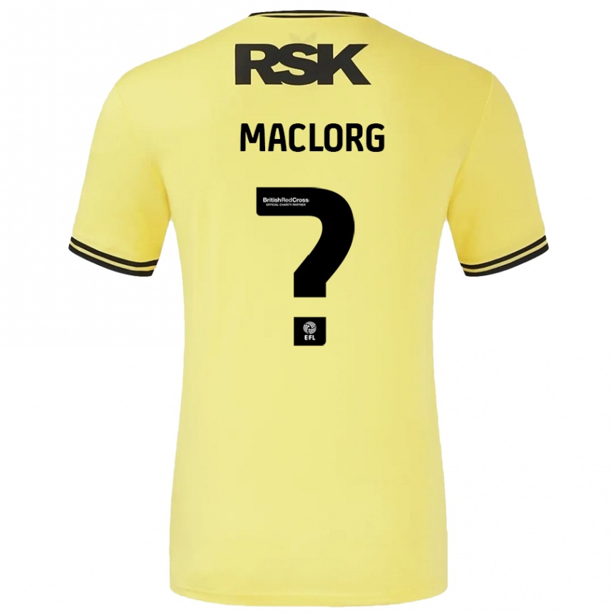 Kids Football Lennon Maclorg #0 Yellow Black Away Jersey 2024/25 T-Shirt Nz