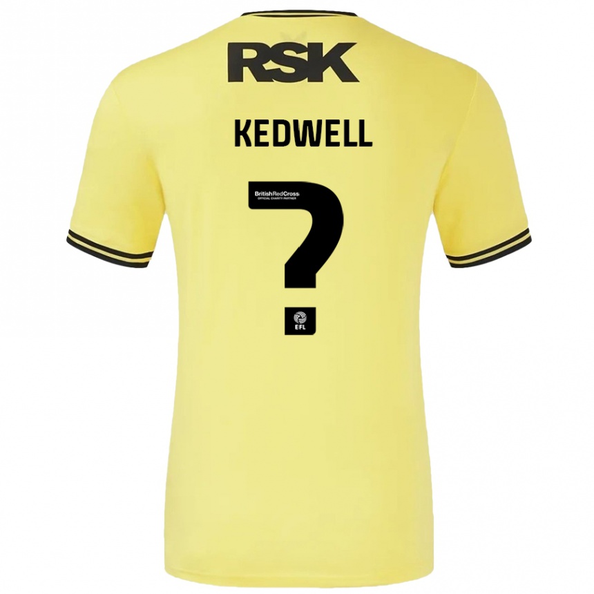 Kids Football Harvey Kedwell #0 Yellow Black Away Jersey 2024/25 T-Shirt Nz