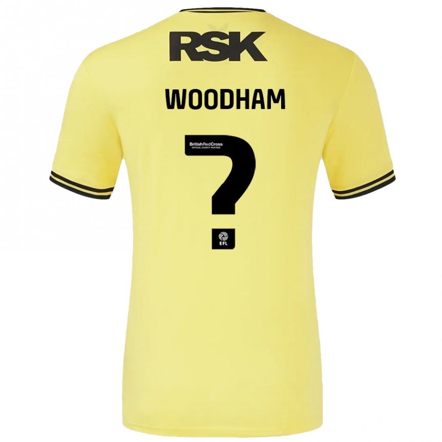 Kids Football Finley Woodham #0 Yellow Black Away Jersey 2024/25 T-Shirt Nz