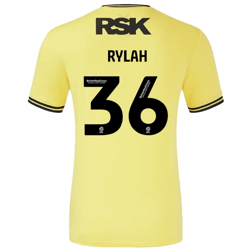 Kids Football Henry Rylah #36 Yellow Black Away Jersey 2024/25 T-Shirt Nz