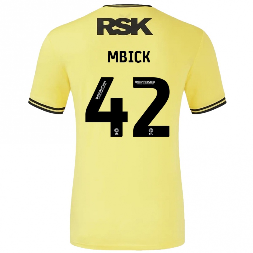 Kids Football Micah Mbick #42 Yellow Black Away Jersey 2024/25 T-Shirt Nz