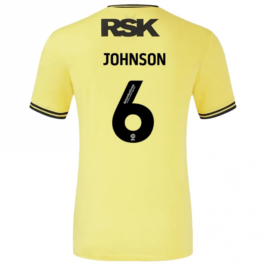 Kids Football Melissa Johnson #6 Yellow Black Away Jersey 2024/25 T-Shirt Nz