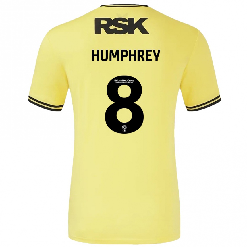 Kids Football Carla Humphrey #8 Yellow Black Away Jersey 2024/25 T-Shirt Nz