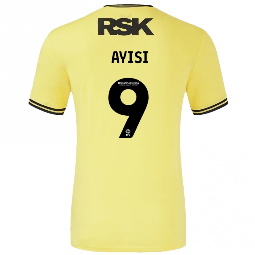 Kids Football Freda Ayisi #9 Yellow Black Away Jersey 2024/25 T-Shirt Nz