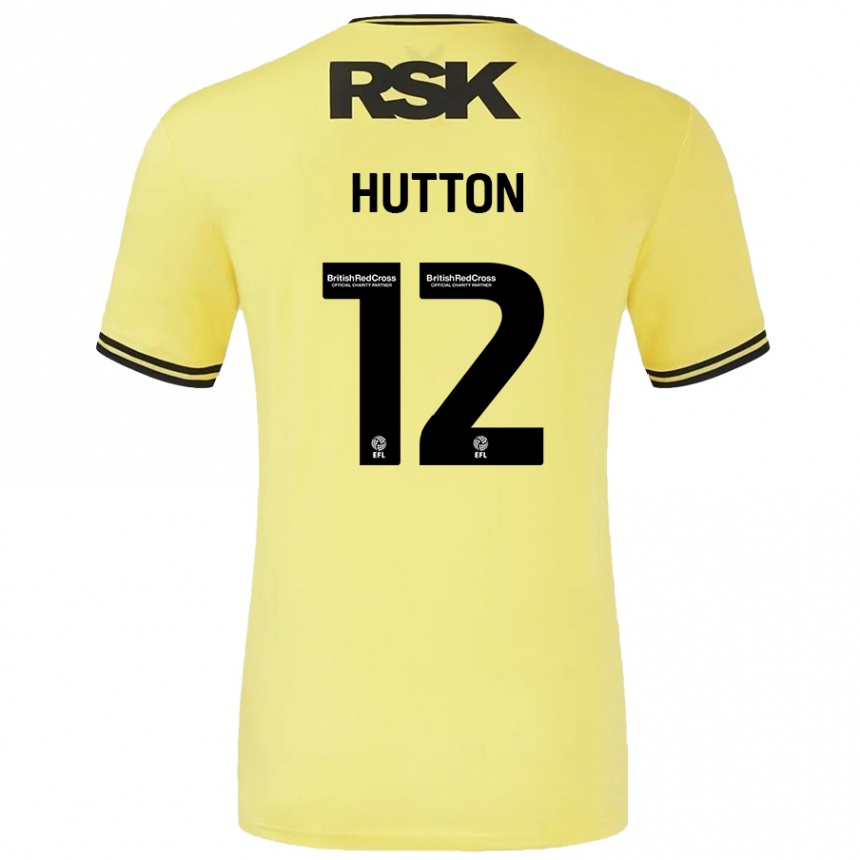 Kids Football Jodie Hutton #12 Yellow Black Away Jersey 2024/25 T-Shirt Nz