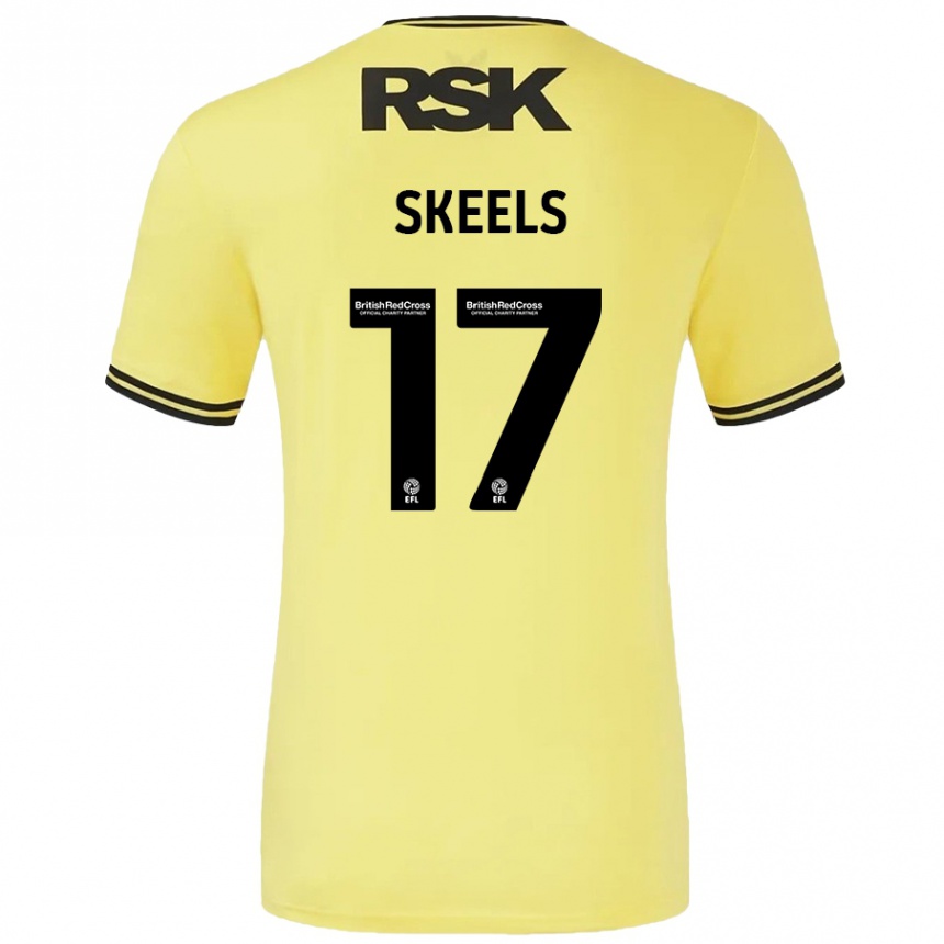 Kids Football Kiera Skeels #17 Yellow Black Away Jersey 2024/25 T-Shirt Nz