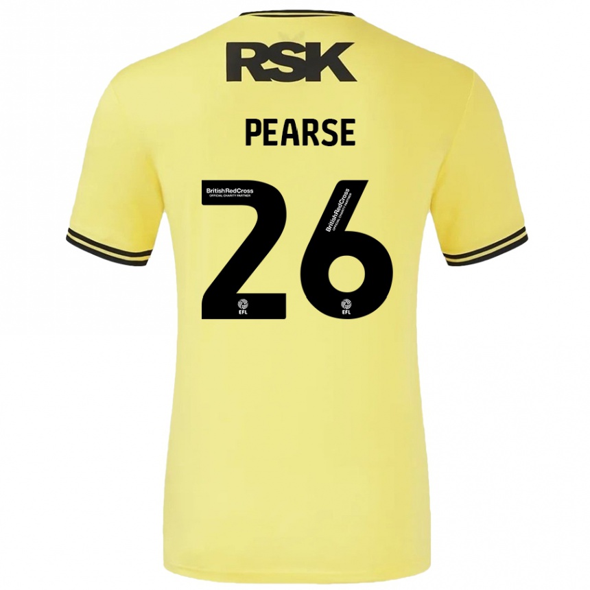 Kids Football Gracie Pearse #26 Yellow Black Away Jersey 2024/25 T-Shirt Nz