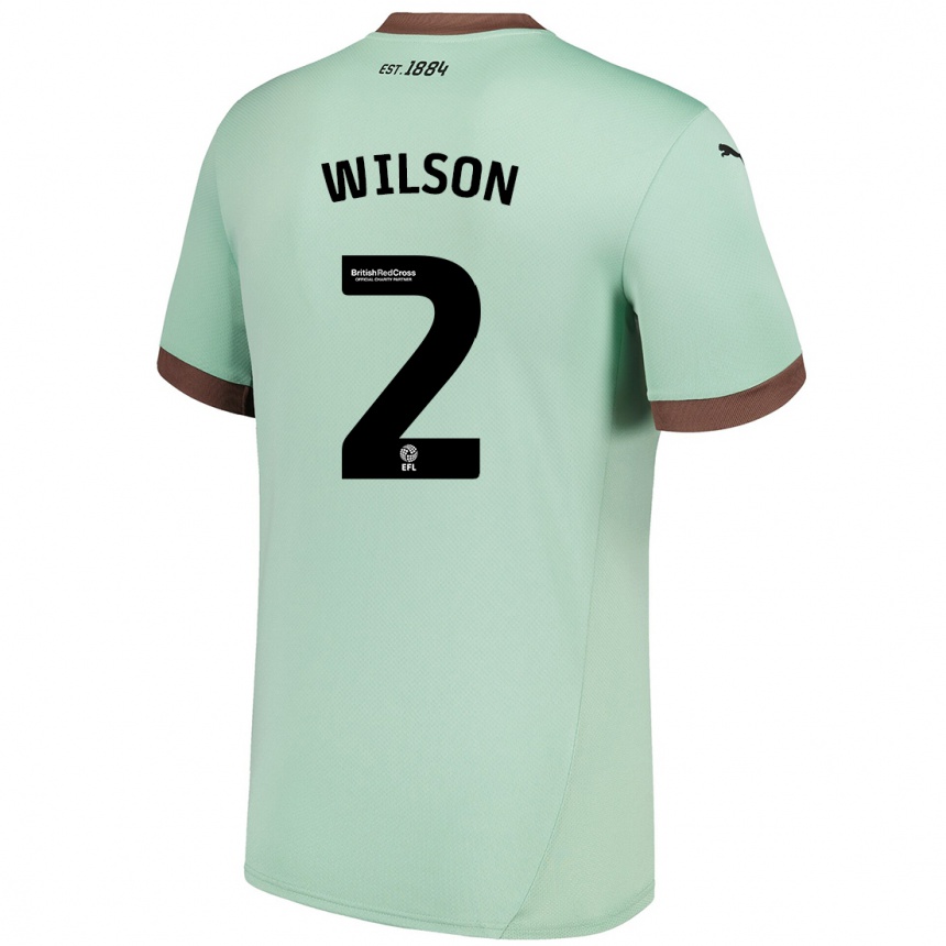 Kids Football Kane Wilson #2 Pale Green Away Jersey 2024/25 T-Shirt Nz