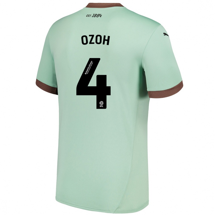 Kids Football David Ozoh #4 Pale Green Away Jersey 2024/25 T-Shirt Nz