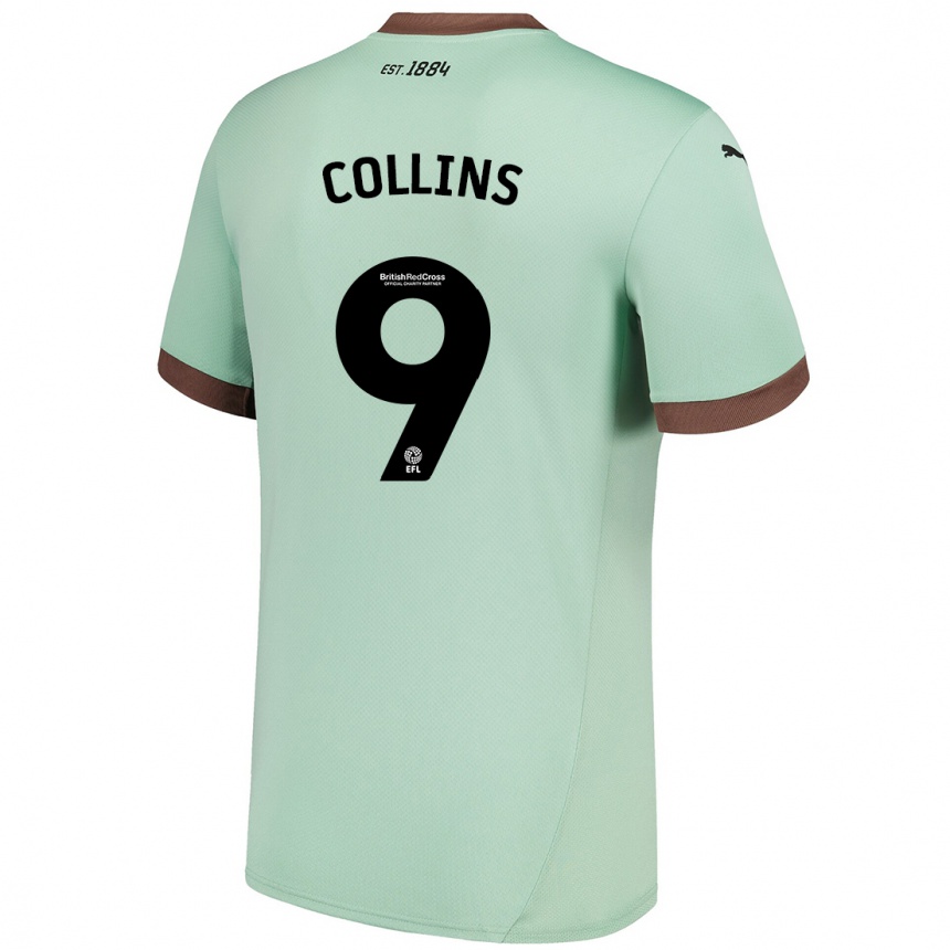 Kids Football James Collins #9 Pale Green Away Jersey 2024/25 T-Shirt Nz