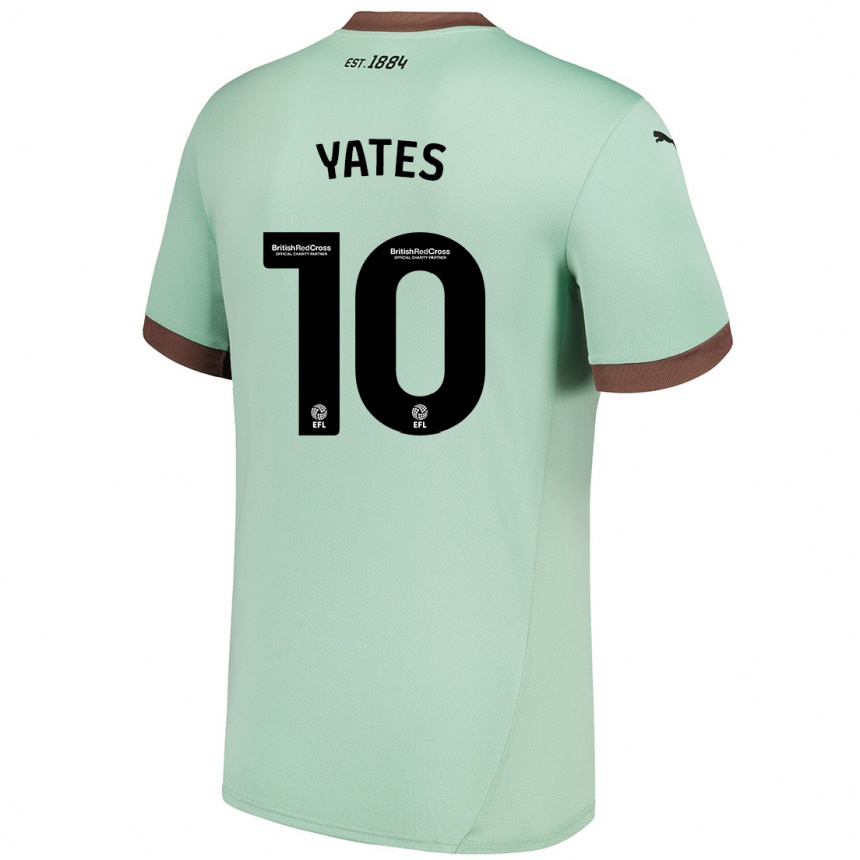 Kids Football Jerry Yates #10 Pale Green Away Jersey 2024/25 T-Shirt Nz