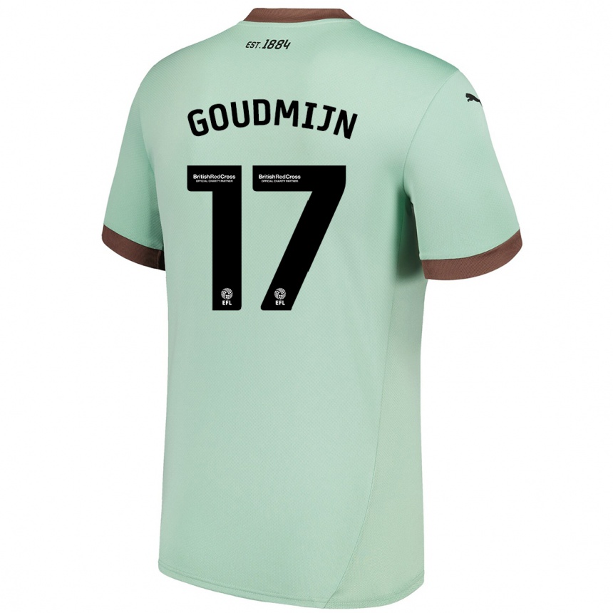 Kids Football Kenzo Goudmijn #17 Pale Green Away Jersey 2024/25 T-Shirt Nz