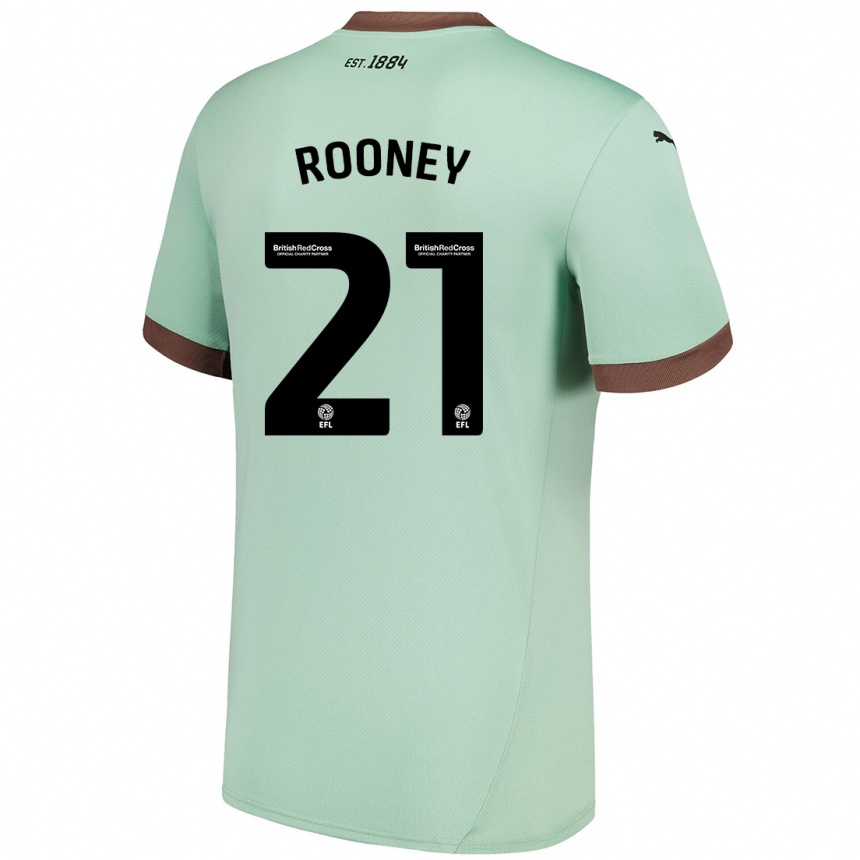 Kids Football Jake Rooney #21 Pale Green Away Jersey 2024/25 T-Shirt Nz