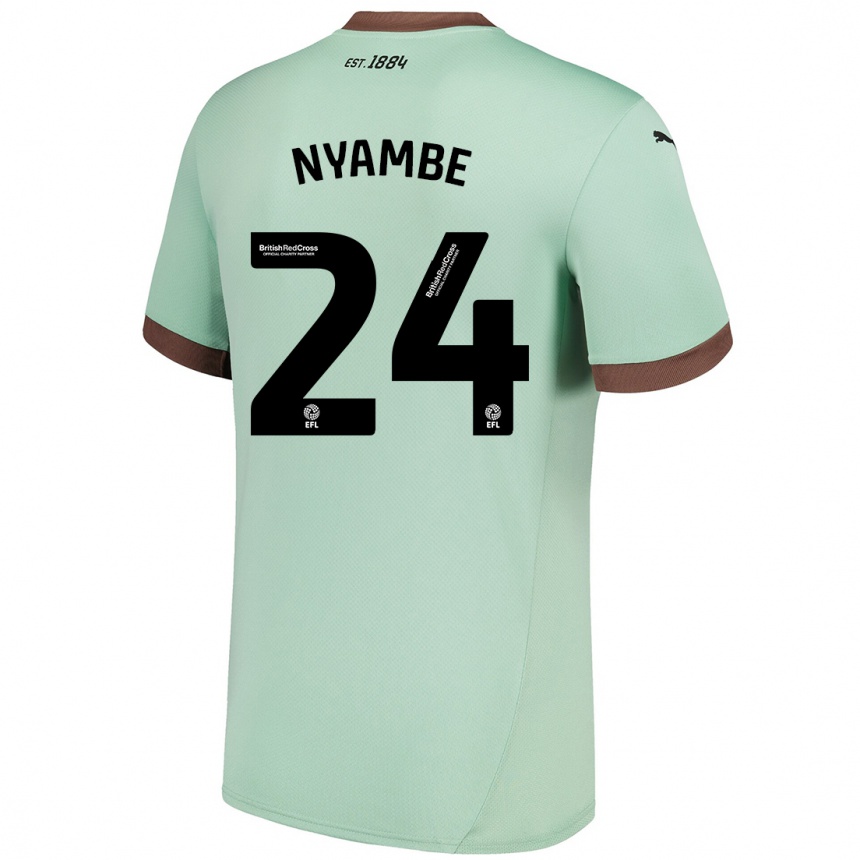 Kids Football Ryan Nyambe #24 Pale Green Away Jersey 2024/25 T-Shirt Nz