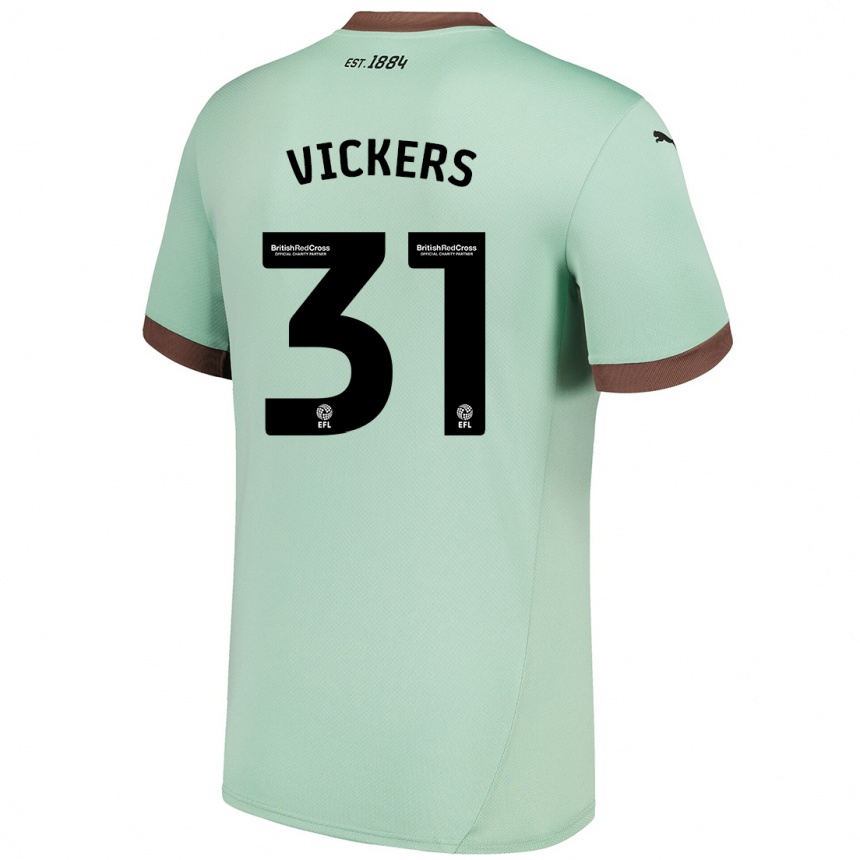 Kids Football Josh Vickers #31 Pale Green Away Jersey 2024/25 T-Shirt Nz