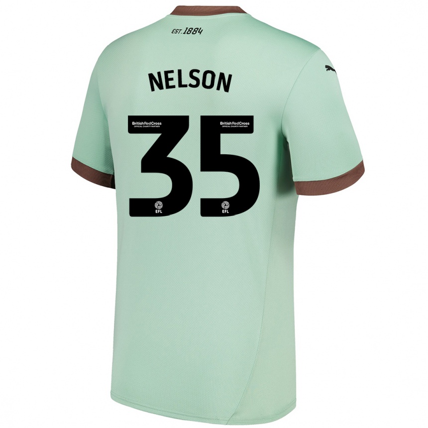 Kids Football Curtis Nelson #35 Pale Green Away Jersey 2024/25 T-Shirt Nz