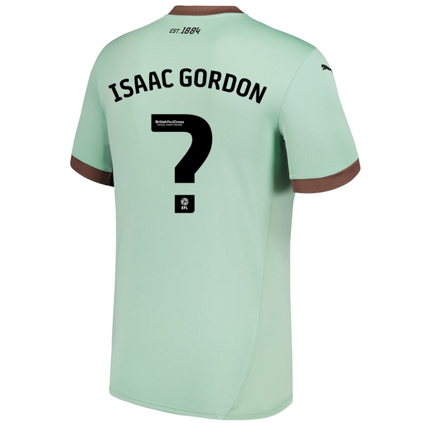 Kids Football Isaac Gordon #0 Pale Green Away Jersey 2024/25 T-Shirt Nz