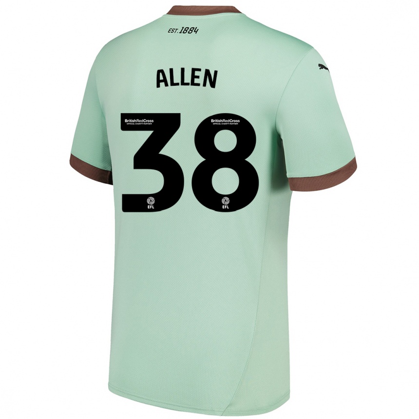 Kids Football Cruz Allen #38 Pale Green Away Jersey 2024/25 T-Shirt Nz