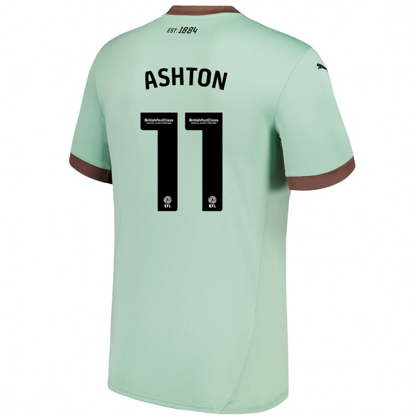 Kids Football Eleanor Ashton #11 Pale Green Away Jersey 2024/25 T-Shirt Nz