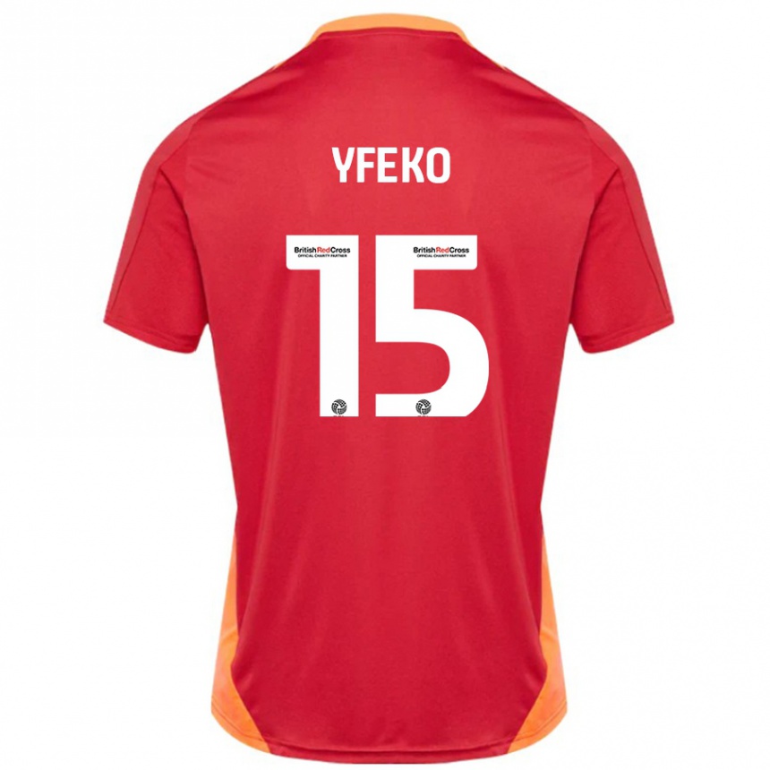 Kids Football Johnly Yfeko #15 Blue Off White Away Jersey 2024/25 T-Shirt Nz