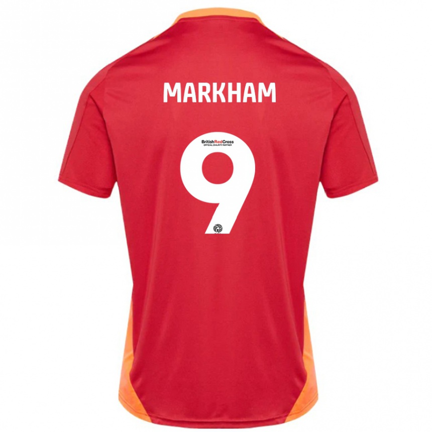 Kids Football Jenna Markham #9 Blue Off White Away Jersey 2024/25 T-Shirt Nz