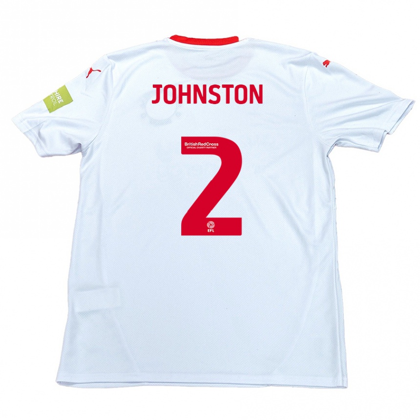 Kids Football Carl Johnston #2 White Away Jersey 2024/25 T-Shirt Nz