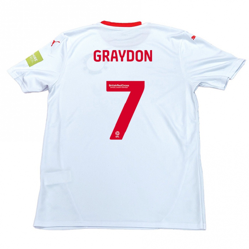 Kids Football Ryan Graydon #7 White Away Jersey 2024/25 T-Shirt Nz