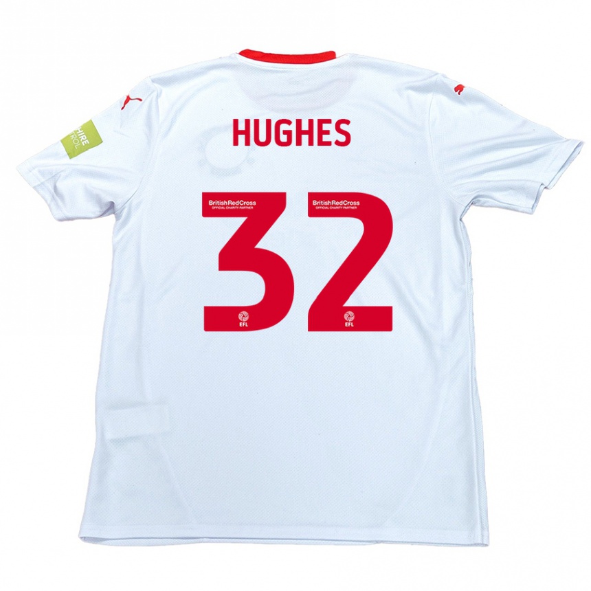 Kids Football Kayden Hughes #32 White Away Jersey 2024/25 T-Shirt Nz