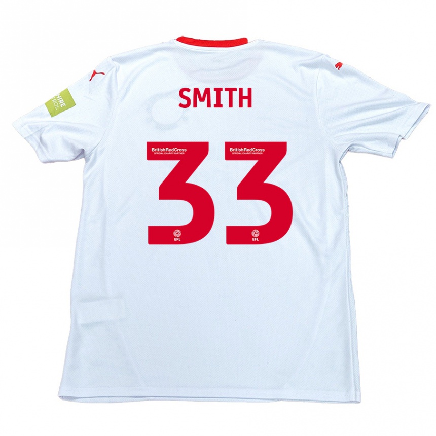 Kids Football Pele Smith #33 White Away Jersey 2024/25 T-Shirt Nz