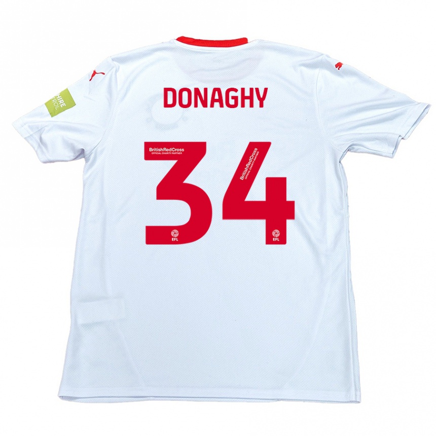 Kids Football Tom Donaghy #34 White Away Jersey 2024/25 T-Shirt Nz