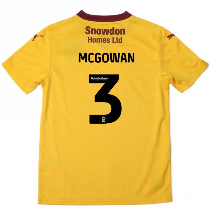 Kids Football Aaron Mcgowan #3 Orange  Burgundy Away Jersey 2024/25 T-Shirt Nz