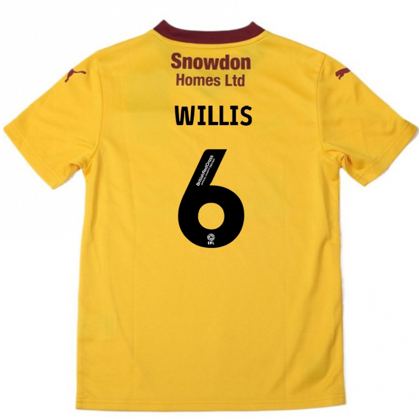 Kids Football Jordan Willis #6 Orange  Burgundy Away Jersey 2024/25 T-Shirt Nz