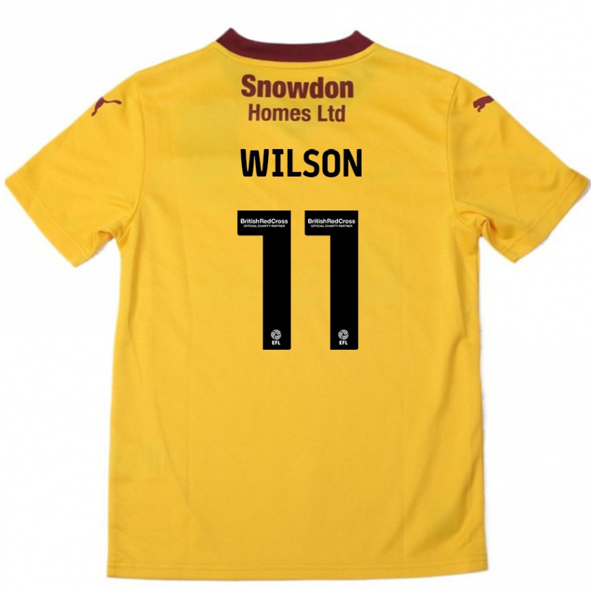 Kids Football James Wilson #11 Orange  Burgundy Away Jersey 2024/25 T-Shirt Nz